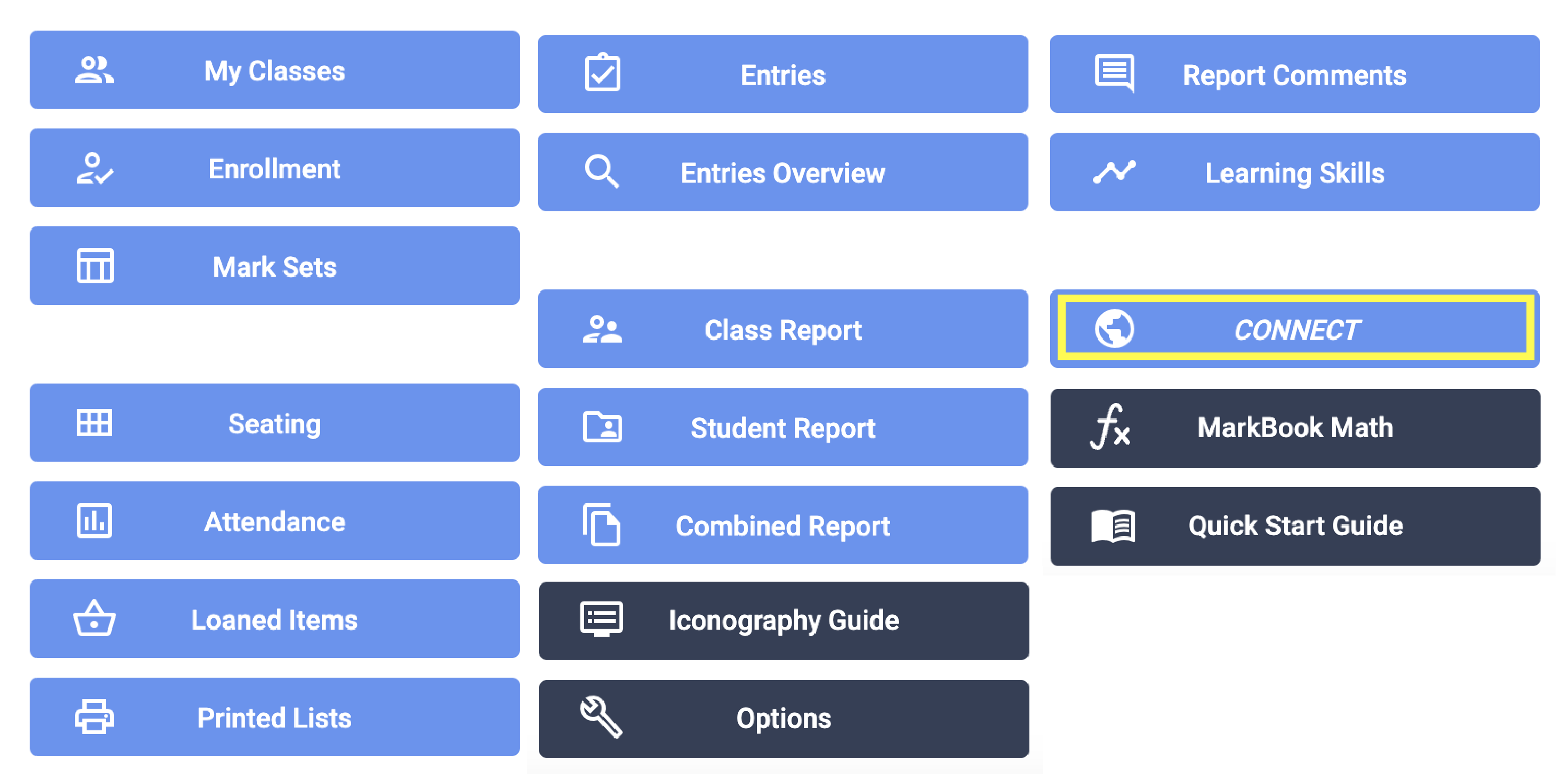 List of features in MarkBook